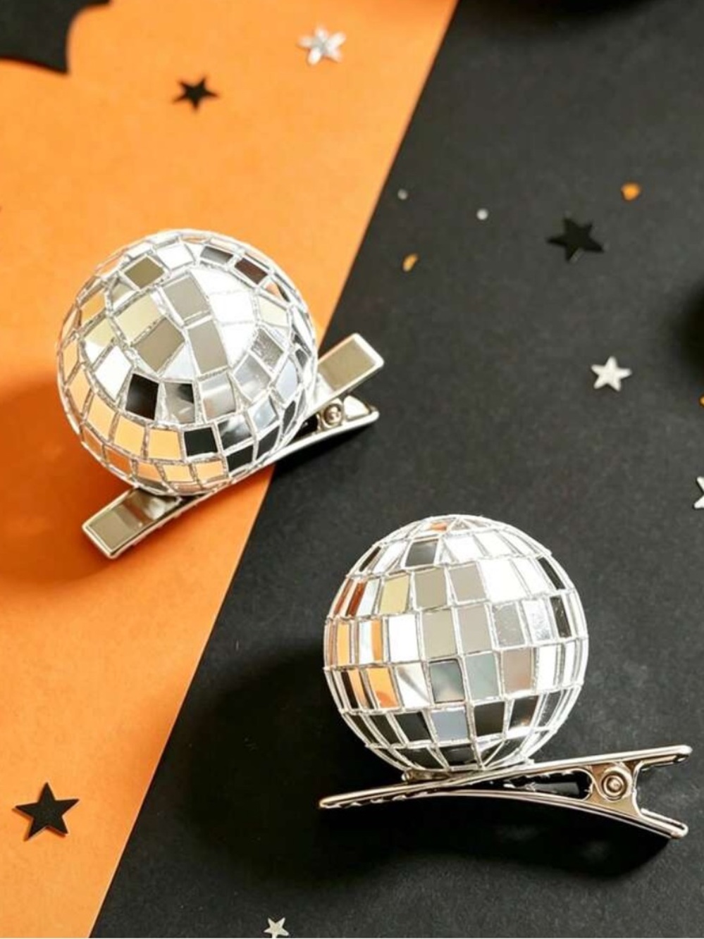 Silver Disco Ball Hair Clips for Men Accessories
